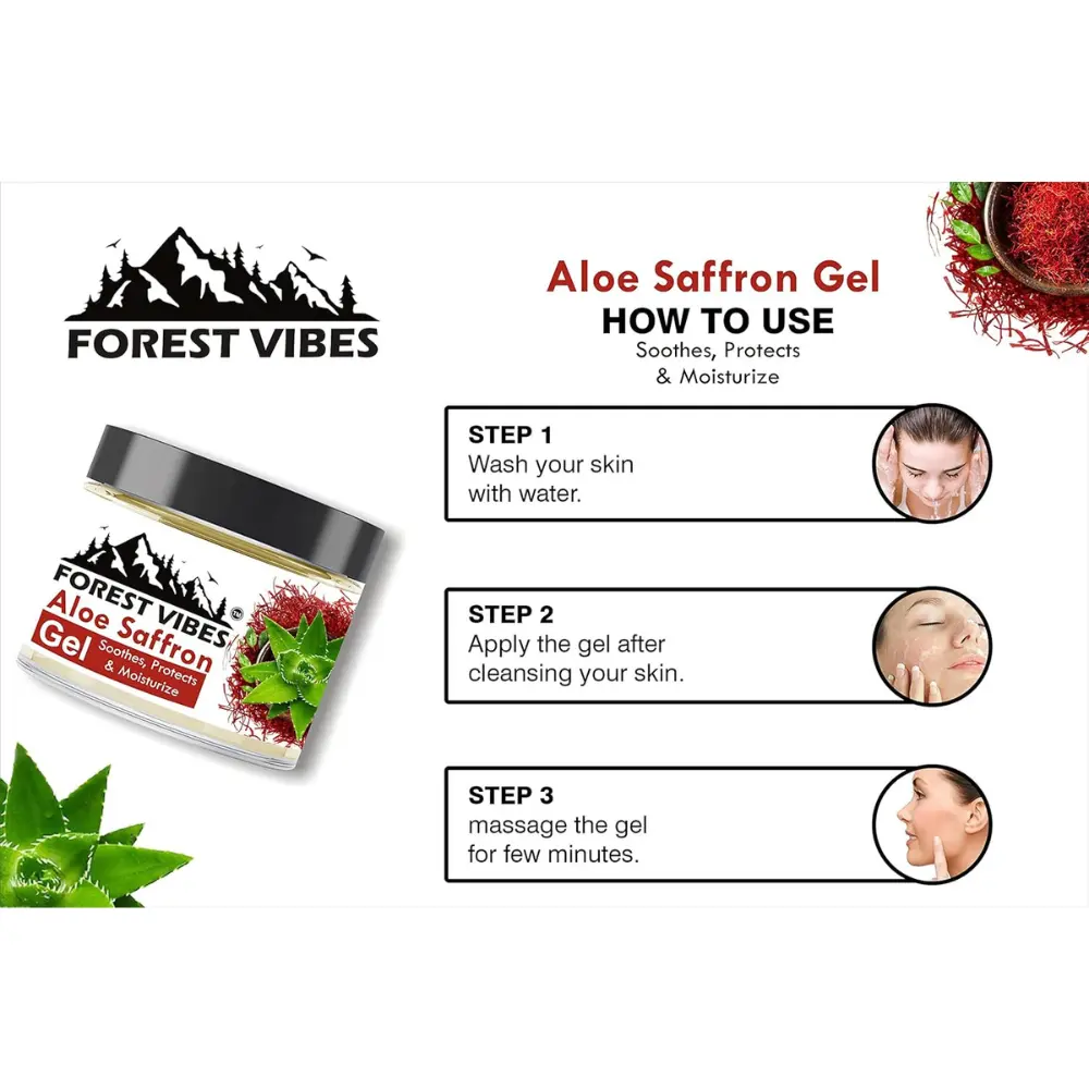 Forest Vibes Aloe Saffron Gel | Enriched with Real Saffron | Skin Brightening, Anti-Wrinkle, Anti-Aging, Balances pH | No Artificial Fragrance - Image 2