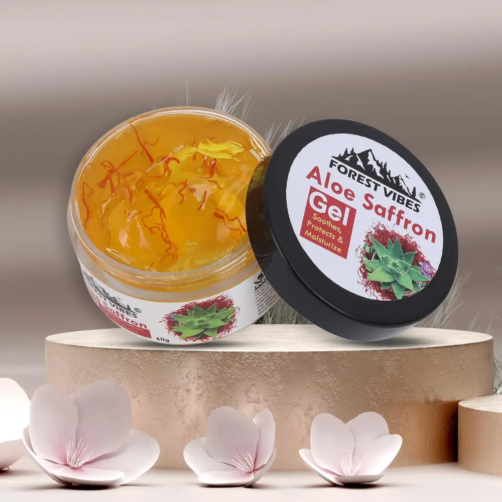 Forest Vibes Aloe Saffron Gel | Enriched with Real Saffron | Skin Brightening, Anti-Wrinkle, Anti-Aging, Balances pH | No Artificial Fragrance - Image 4