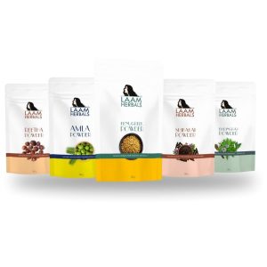Laam Herbals Amla, Reetha, Shikakai, Bhringraj & Methi Powder | Pure & Natural | Hair Mask, Dry Hair Wash | For Long Hair, Strong & Natural Looking Hair