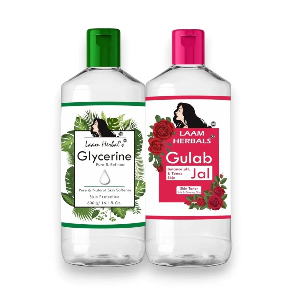 Laam Herbals Rose Water & Refined Glycerine | Steam Distilled | Pure & Natural | Skin Softner, Balance pH, Skin Toner (500 ml+600 g)
