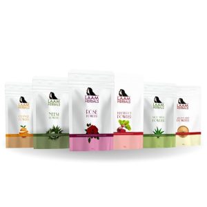 Laam Herbals Organic Beetroot, Rose Petal, Orange Peel, Multani Mitti, Aloe Vera Leaf and Neem Leaf Powder